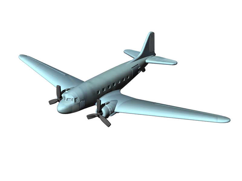 Douglas DC-3 - Commercial Transcontinental Planes - 1/200 Scale - wargame3d