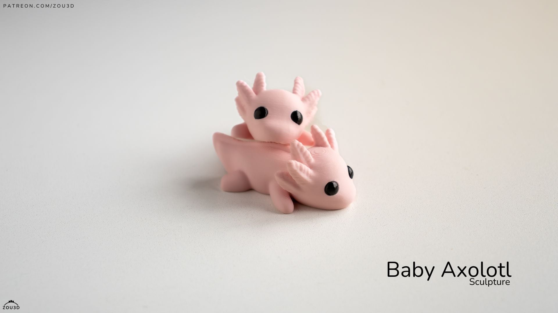 Baby Axolotl Sculpture - Articulated - Keychain - Desk Ornament - ZOU3D
