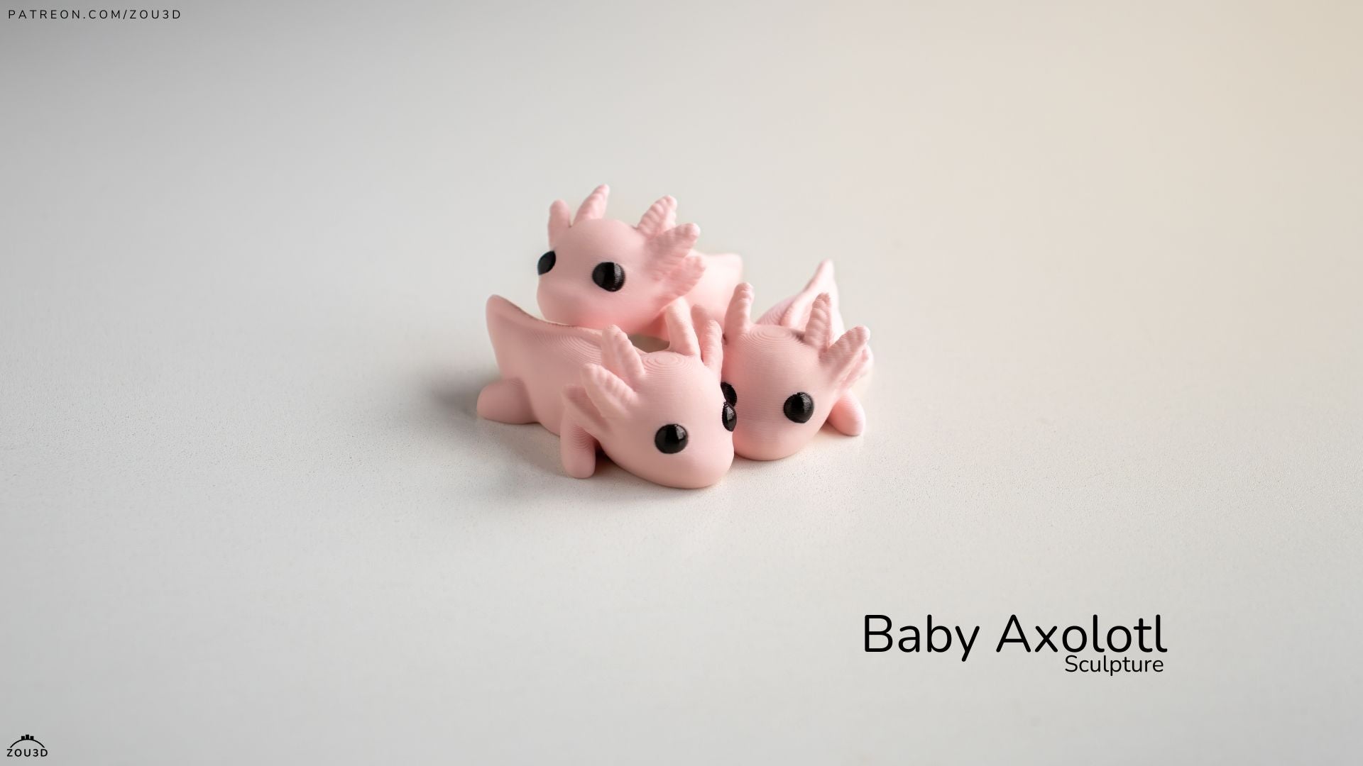 Baby Axolotl Sculpture - Articulated - Keychain - Desk Ornament - ZOU3D