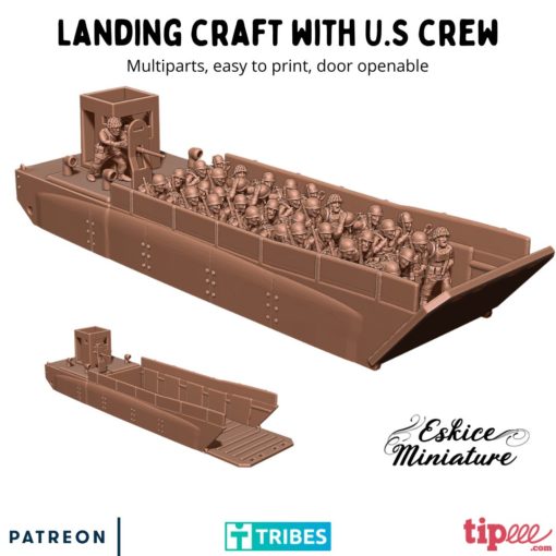 US Landing Craft w/ Crew - United States Navy - 28mm -  Eskice Miniature