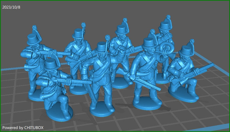 Brunswick Advantguard Jaegers skirmishing 1809-15 - 8 Mini - 28 mm Scale - Historical Wargaming - Resin