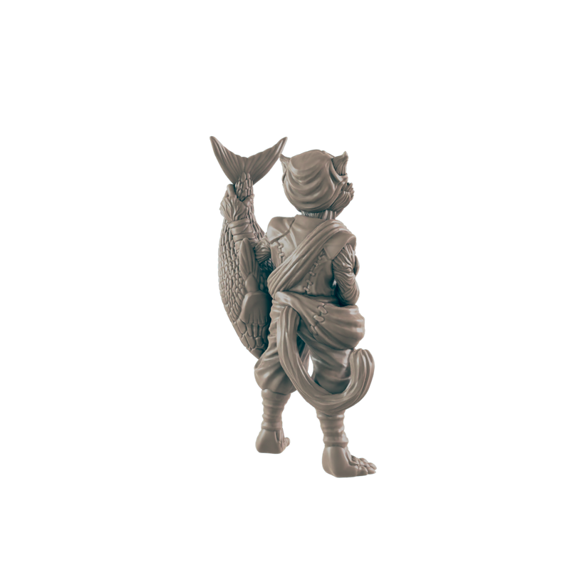 Catfolk Male Fisherman - Everyday Folk - Minis - EC3D - - Dungeons & Dragons - RPG - Tabletop - EC3D - Miniature