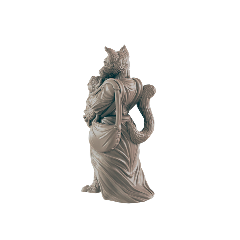 Catfolk Mother and Child - Everyday Folk - Minis - EC3D - - Dungeons & Dragons - RPG - Tabletop - EC3D - Miniature