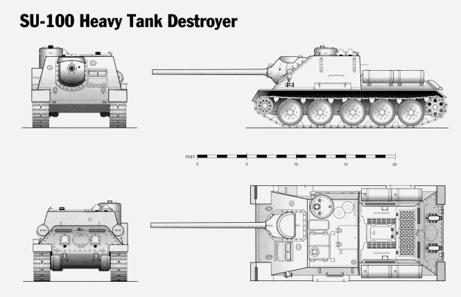 SU-100 Tank Destroyer - Russian Army -  wargame3d- 28mm Scale