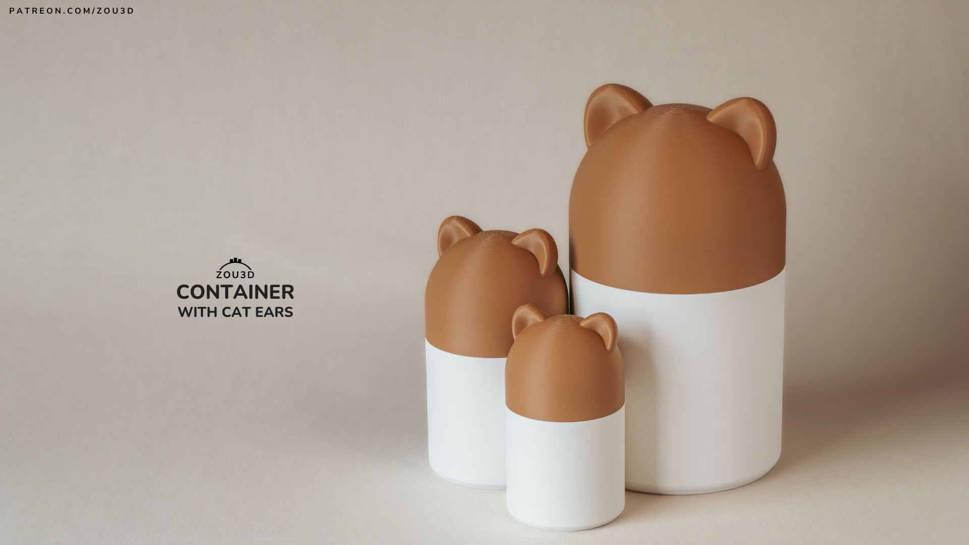 Container with Cat Ears - Articulated - Keychain - Desk Ornament - ZOU3D