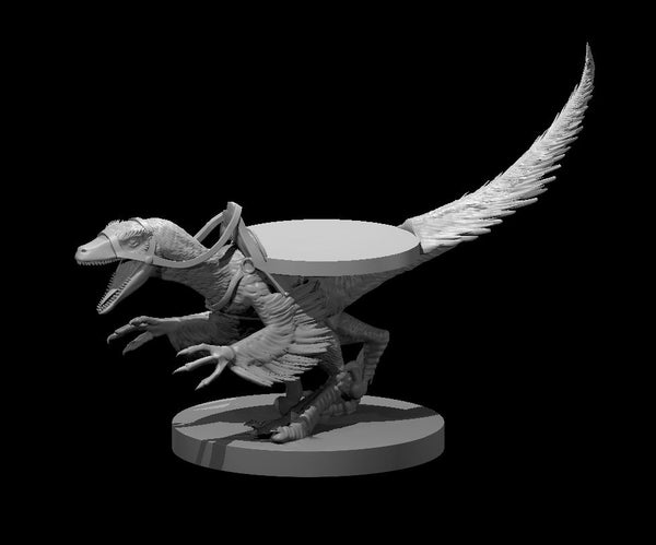 Deinonychus Feathered Mount w small mini slot - DND - Pathfinder - Dungeons & Dragons - RPG - Tabletop - mz4250- Miniature-28mm-1"Scale