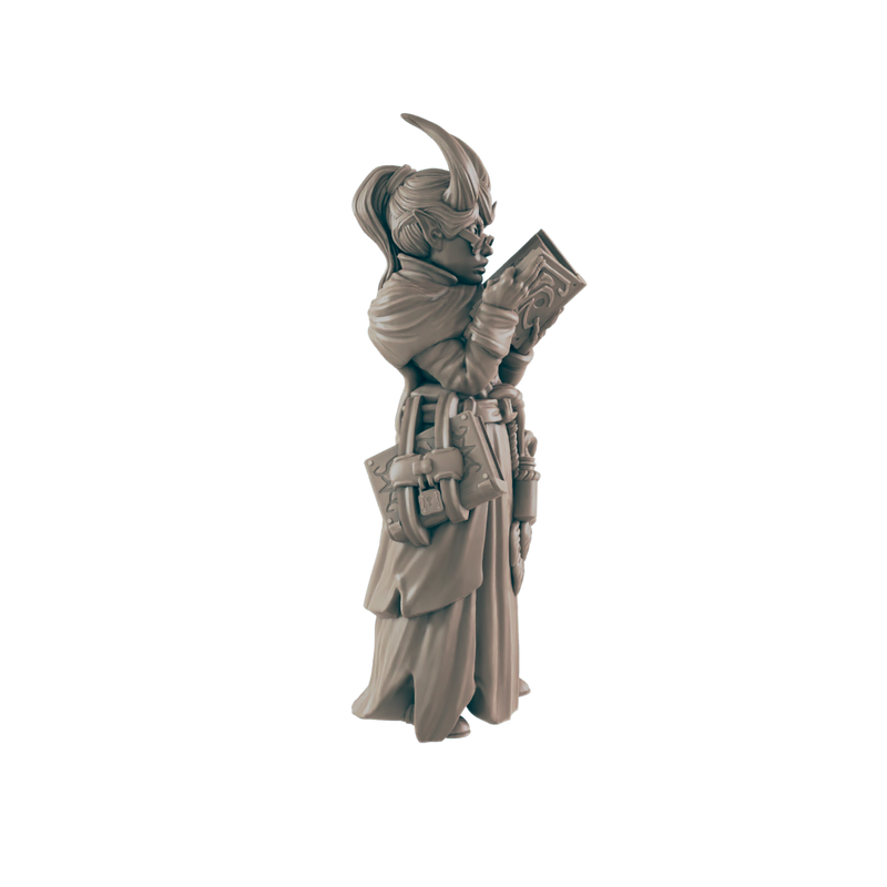 Demonkin Female Scholar - Everyday Folk - Minis - EC3D - - Dungeons & Dragons - RPG - Tabletop - EC3D - Miniature