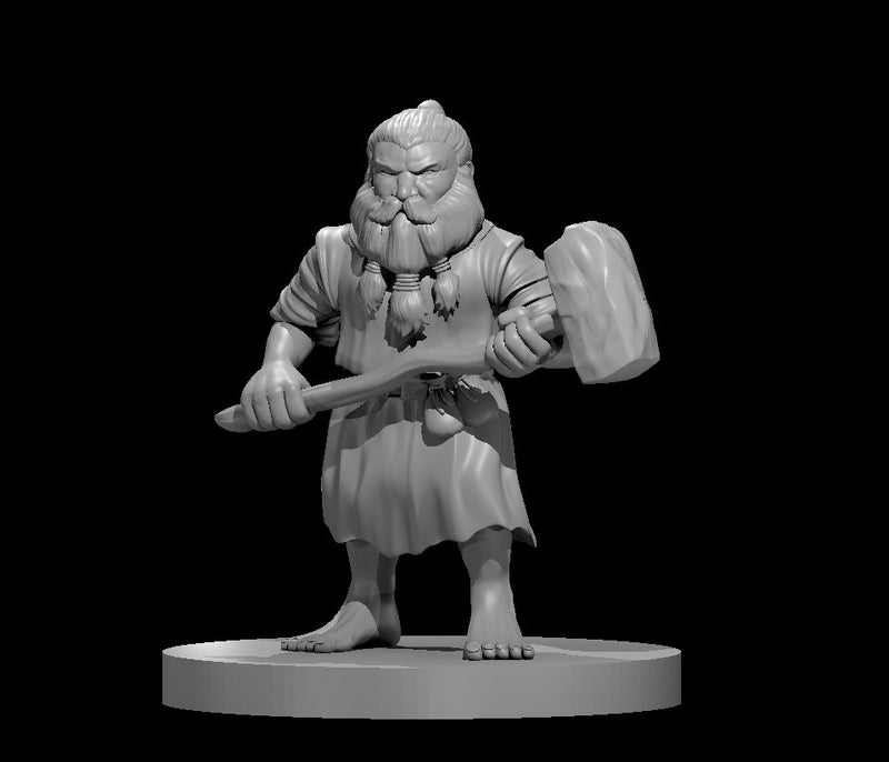 Dwarf Male Druid W/Warhammer - DND - Pathfinder - Dungeons & Dragons - RPG - Tabletop - mz4250- Miniature-28mm-1"Scale