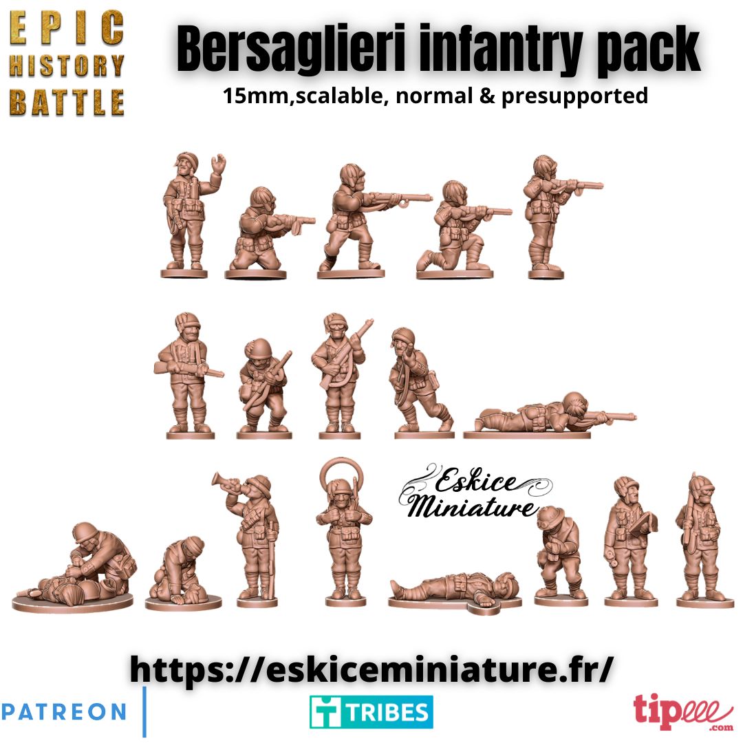 Bersaglieri Infantry Pack - Other Nations - Bersaglieri Army - 15mm -  Eskice Miniature