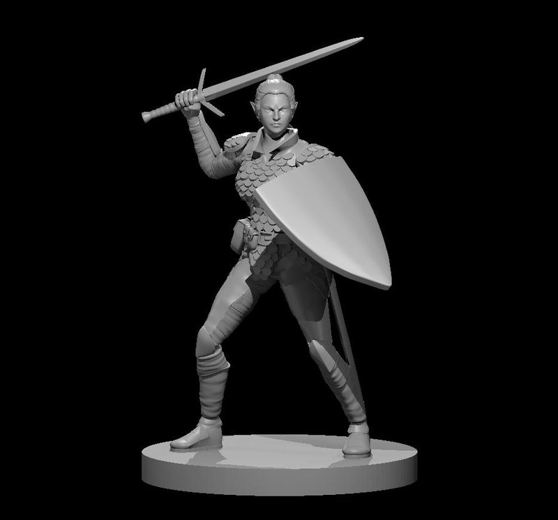 Elf Female Paladin - DND - Pathfinder - Dungeons & Dragons - RPG - Tabletop - mz4250- Miniature-28mm-1"Scale