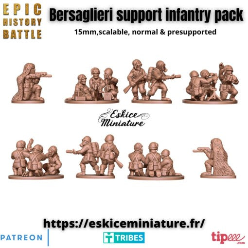 Bersaglieri Support Infantry Pack - Other Nations - Bersaglieri Army - 15mm -  Eskice Miniature