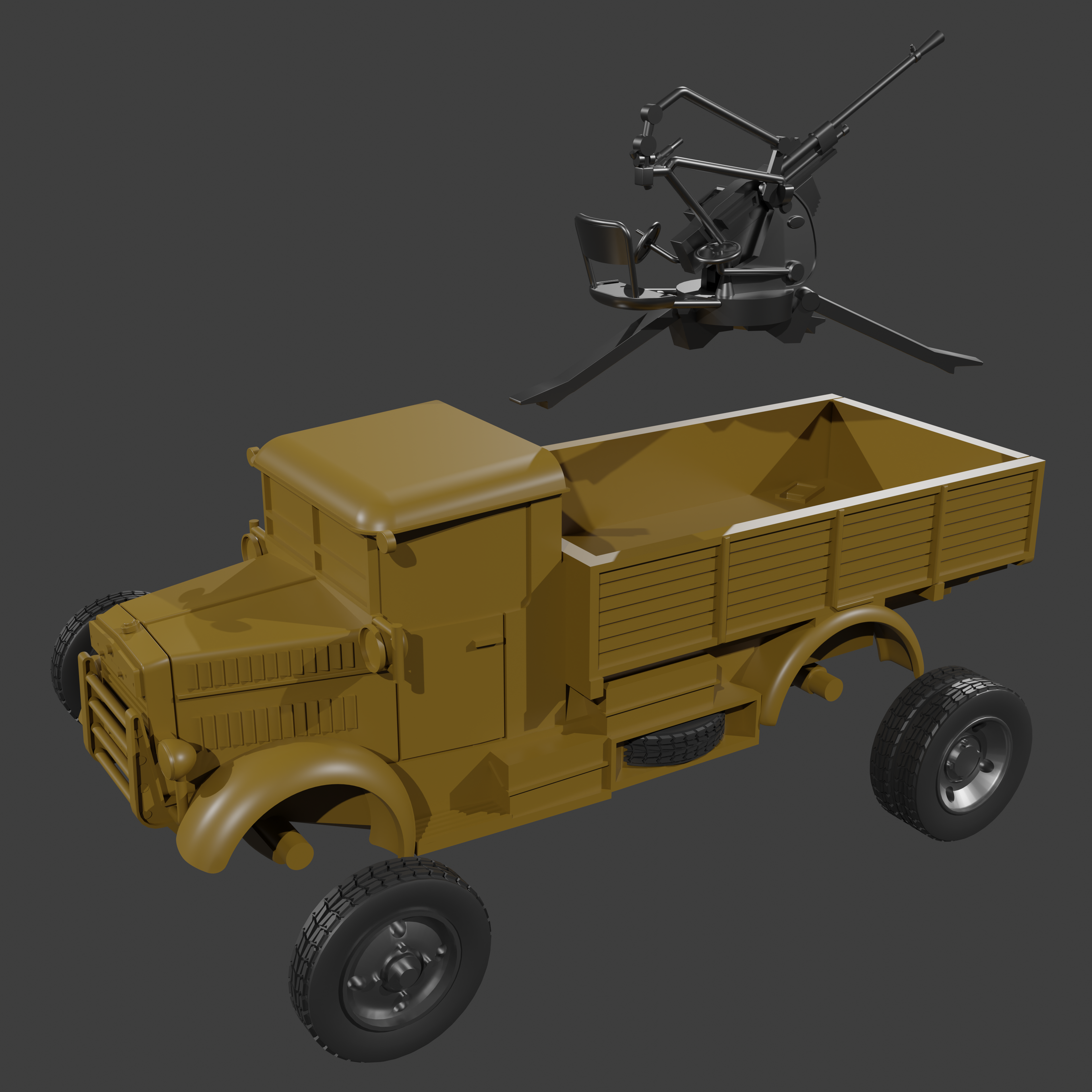 Autocannone da 20-65 su FIAT-SPA 38R - Italian Army - 28mm Scale -  wargame3d