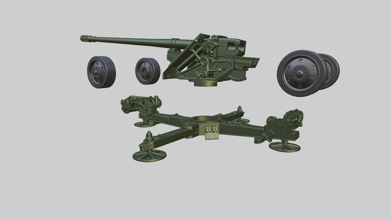 Pak 44 128mm Anti-Tank Gun - German Army - Bolt Action - wargame3d- 28mm Scale