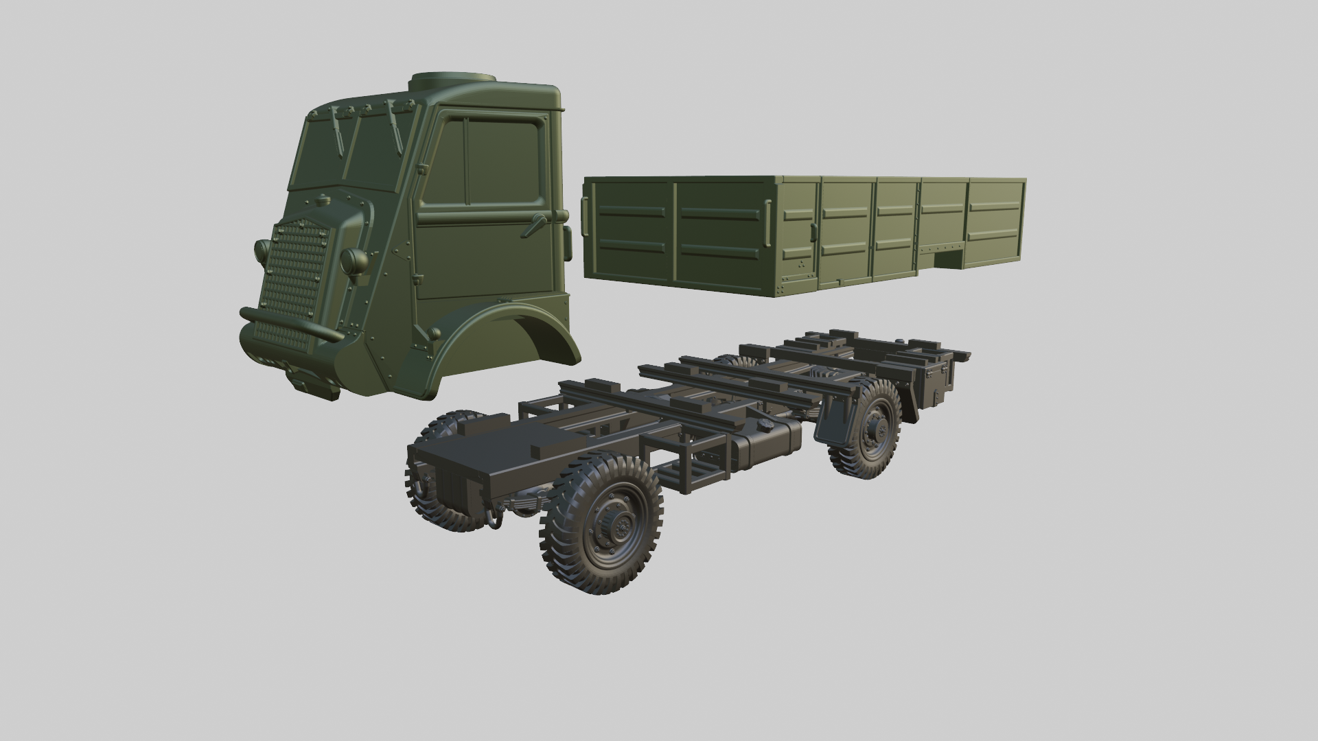 Bedford QLT Truck - UK Army -  wargame3d- 28mm Scale