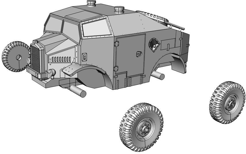 Morris C8 Quad - UK Army -  wargame3d- 28mm Scale