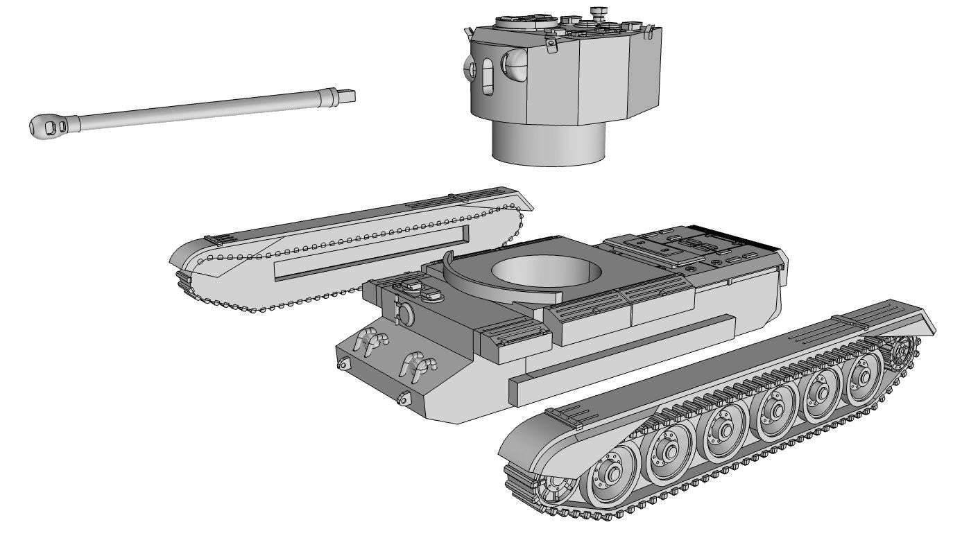 A30 Challenger Cruiser Tank - UK Army -  wargame3d- 28mm Scale