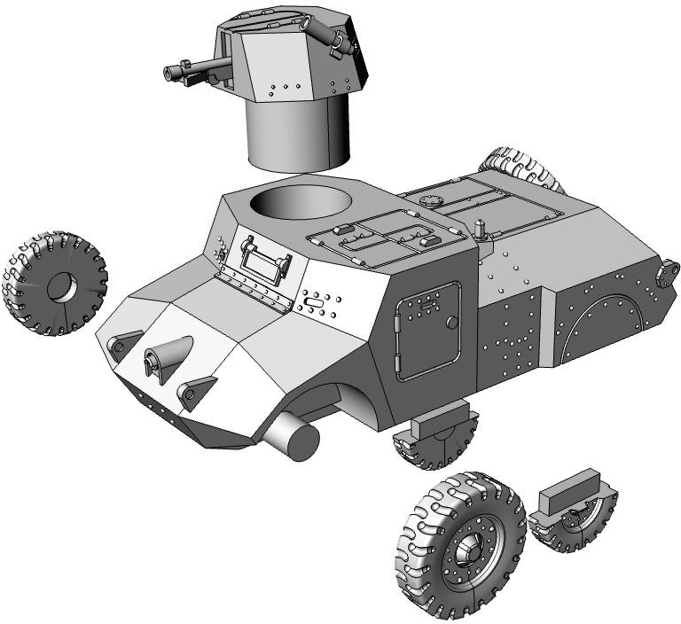 Morris MkII Recon Car - UK Army - Bolt Action - wargame3d- 28mm Scale