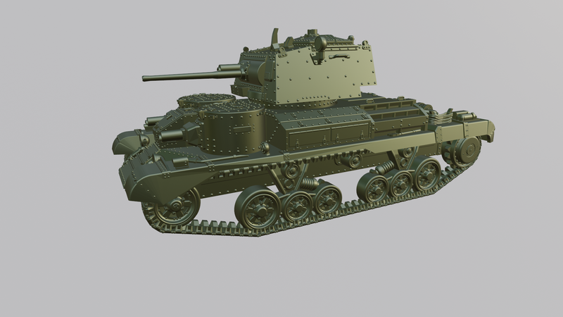 Cruiser tank A9 Mark I - UK Army - 28mm Scale - Bolt Action - wargame3d