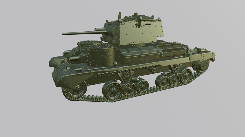 Cruiser tank A9 Mark I - UK Army - 28mm Scale -  wargame3d