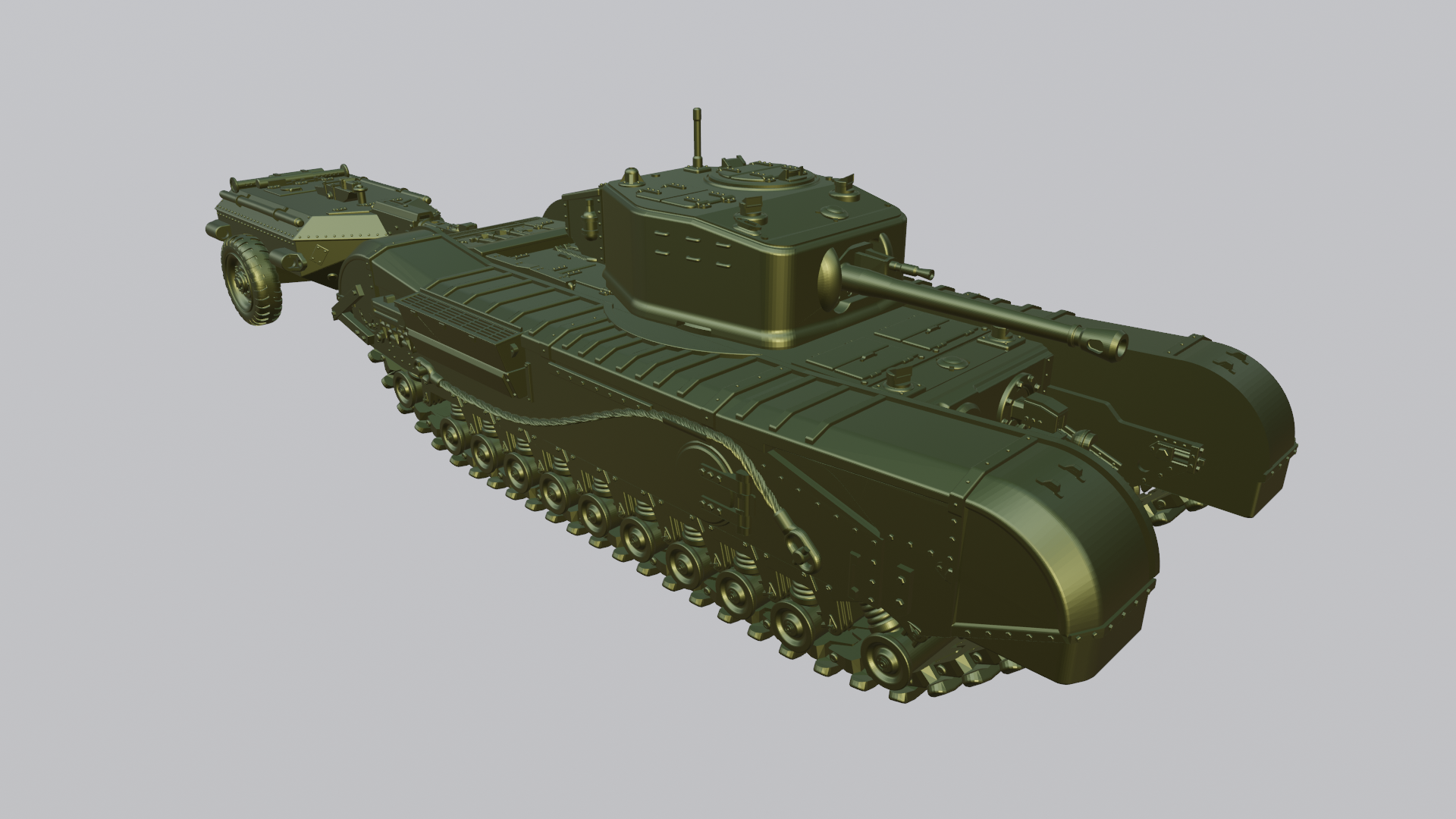 A.22F, Churchill Crocodile w/ trailer - 28mm Scale -  wargame3d