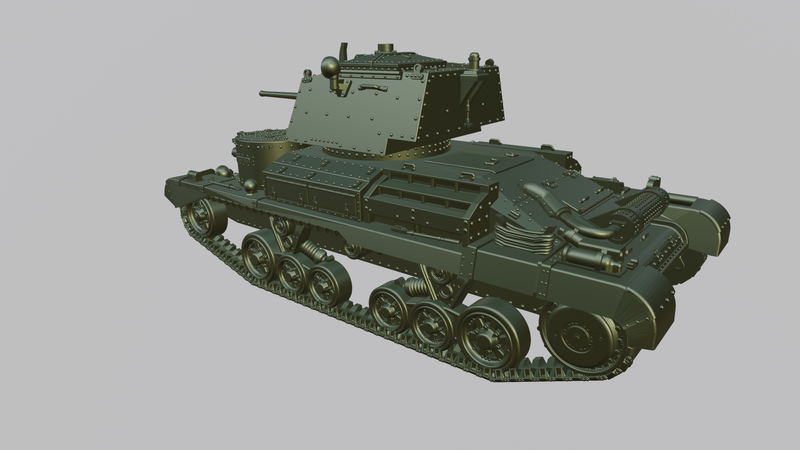 Cruiser tank A9 Mark I - UK Army - 28mm Scale -  wargame3d