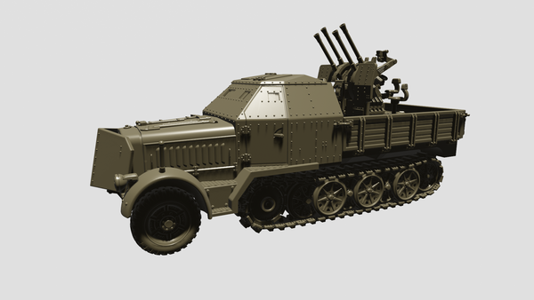 Sd.Kfz.7-1 w/ 20 mm Flak 38 - German Army - Bolt Action - wargame3d- 28mm Scale