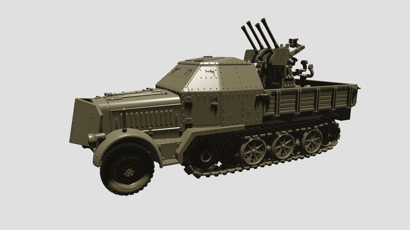 Sd.Kfz.7-1 w/ 20 mm Flak 38 - German Army -  wargame3d- 28mm Scale