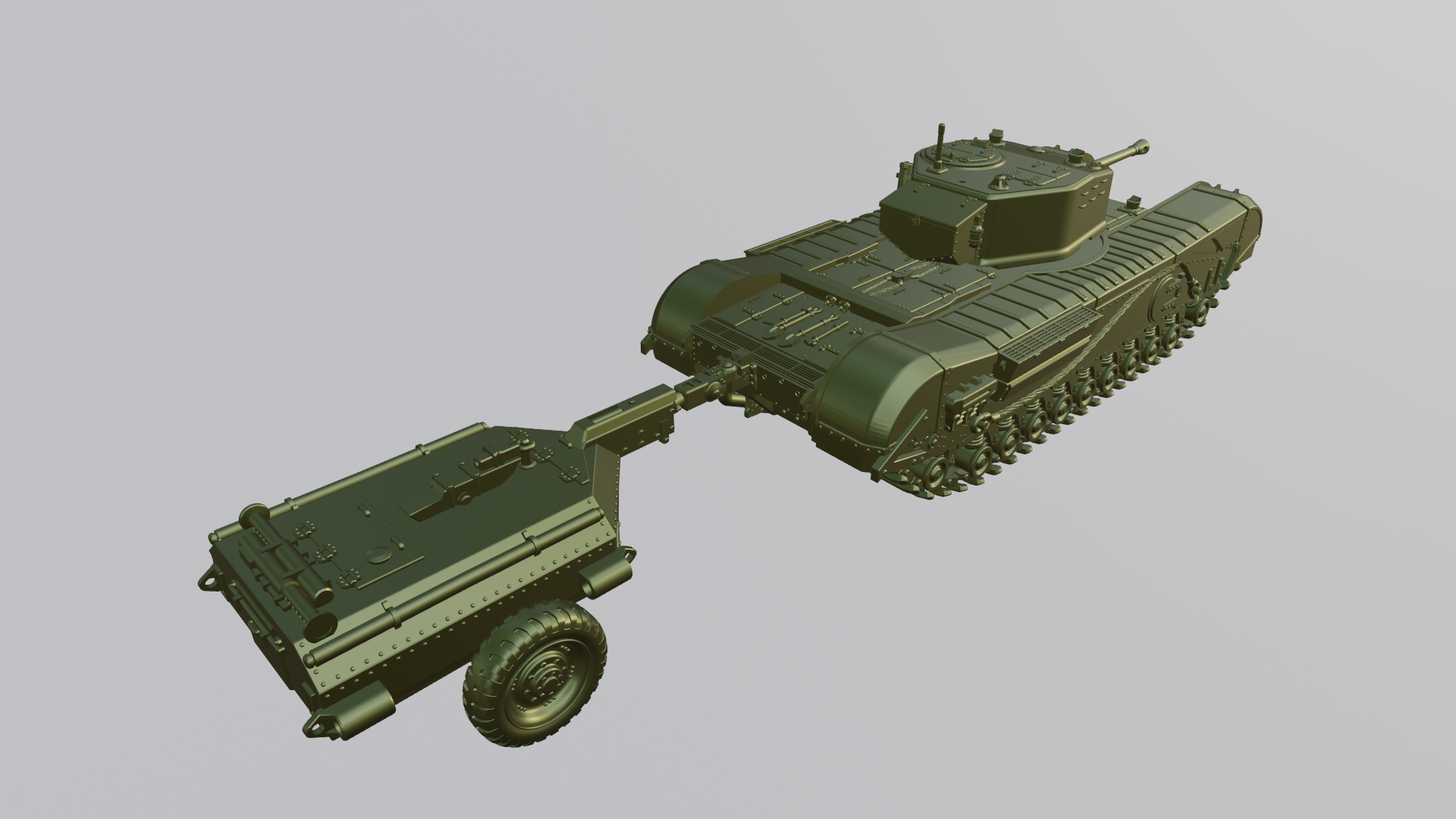 A.22F, Churchill Crocodile w/ trailer - 28mm Scale -  wargame3d