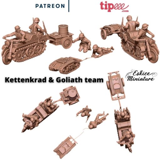 Kettenkrad & Goliath Teams - German Army - 28mm -  Eskice Miniature