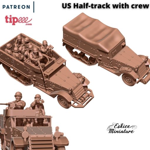 US Half Track - United States Army - 28mm -  Eskice Miniature
