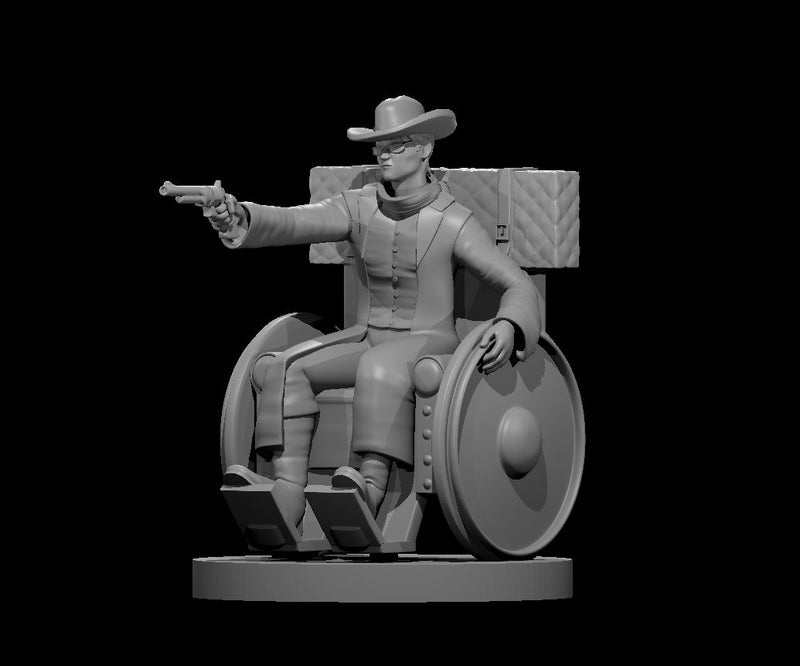 Human Male Gunslinger in Wheelchair - DND - Pathfinder - Dungeons & Dragons - RPG - Tabletop - mz4250- Miniature-28mm-1"Scale