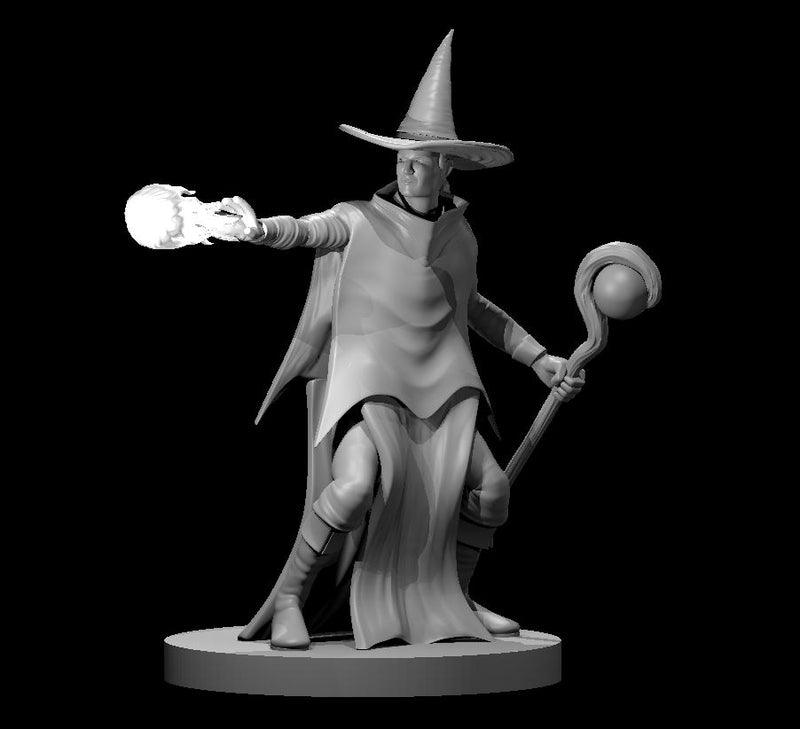 Human Male Wizard 2 - DND - Pathfinder - Dungeons & Dragons - RPG - Tabletop - mz4250- Miniature-28mm-1"Scale