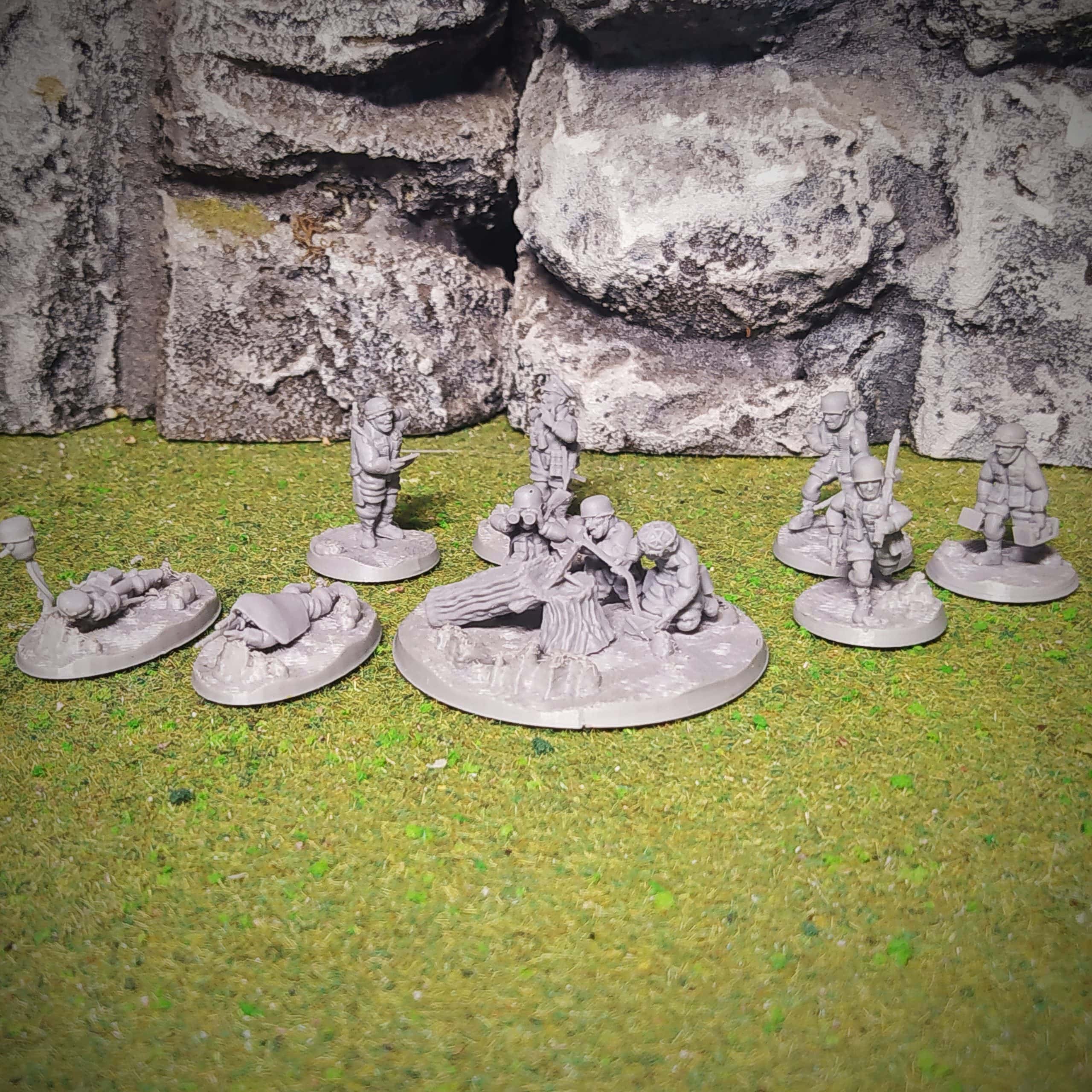 Fallschirmjäger MG42, Officer, Sniper - German Army - 28mm -  Eskice Miniature