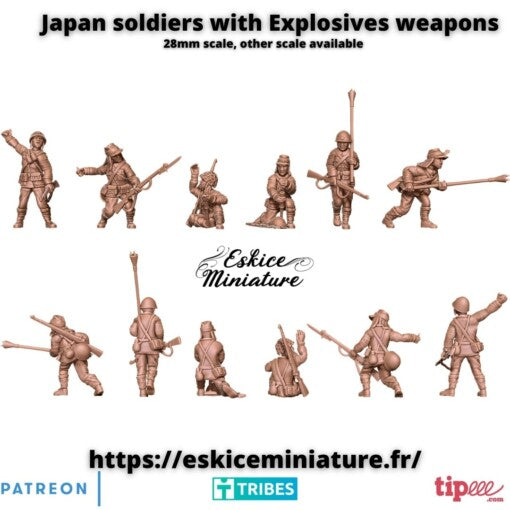 Japanese Soldiers with Explosive Weapons- Japanese Army - 28mm -  Eskice Miniature