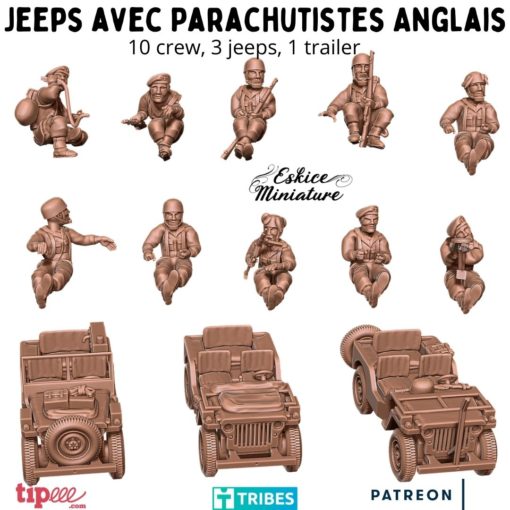 Jeeps UK Paratrooper Pack - Royal Army - 28mm -  Eskice Miniature