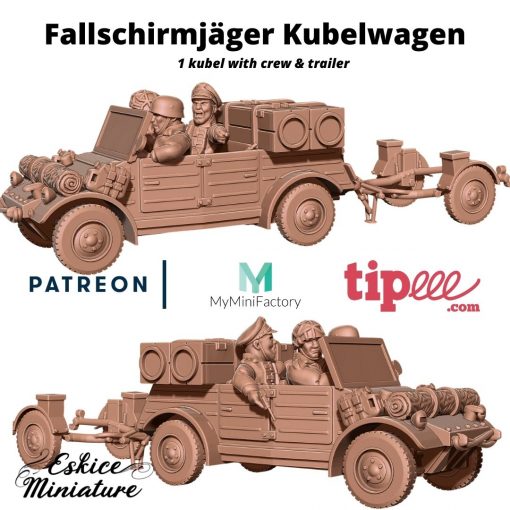 Fallschirmjäger Kubelwagen & Trailer, Medicine & Radio - German Army
