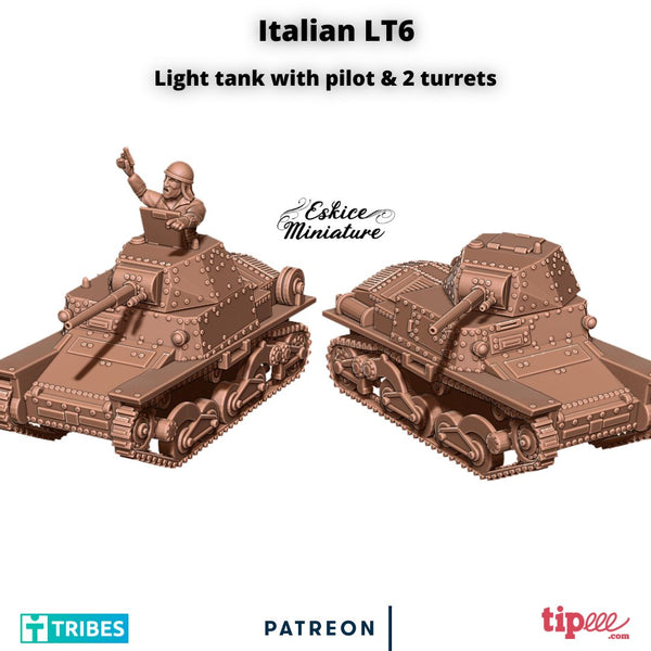 Italian LT6 Light Tank  - Italian Army - 28mm - Bolt Action - Eskice Miniature