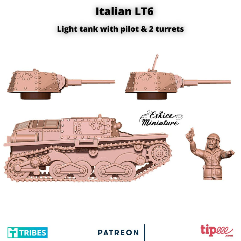 Italian LT6 Light Tank  - Italian Army - 28mm - Bolt Action - Eskice Miniature