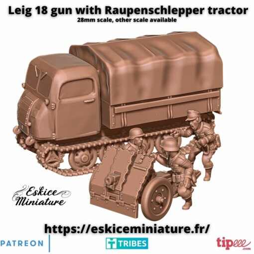Leig 18 W/ Raupenschlepper Tractor - German Army - 15mm -  Eskice Miniature