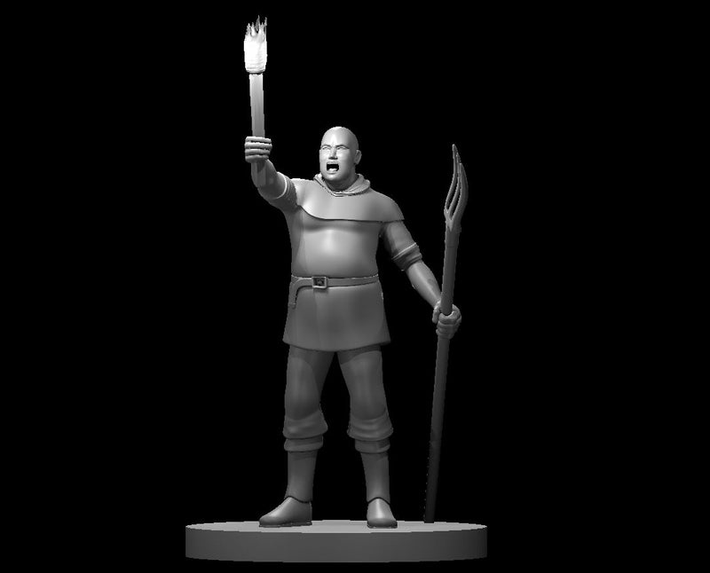 Male Commoner with Torch - DND - Pathfinder - Dungeons & Dragons - RPG - Tabletop - mz4250- Miniature-28mm-1"Scale