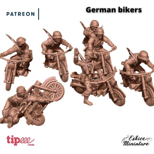 German Bikers - German Army - 28mm -  Eskice Miniature