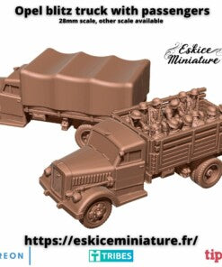 Opel Blitz Truck w/ Passengers – 28mm - German Army - 28mm -  Eskice Miniature