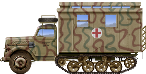 Sd.Kfz.3 Maultier Ambulance - German Army - 28mm Scale - Bolt Action - wargame3d