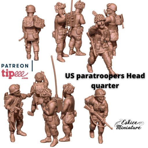 US Paratroopers Head Quarters - United States Army - 28mm -  Eskice Miniature