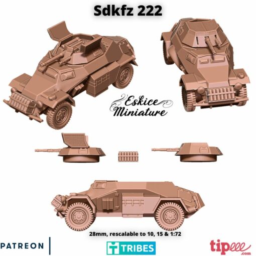 SDKFZ 222 - German Army - 28mm -  Eskice Miniature