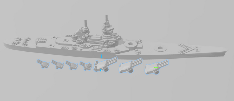 Richelieu - French Navy - Rotating Turret - Wargaming - Naval Miniature