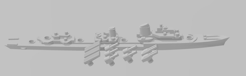 Type 1936A - Late Variant - German Navy - Rotating Turret - Wargaming - Naval Miniature