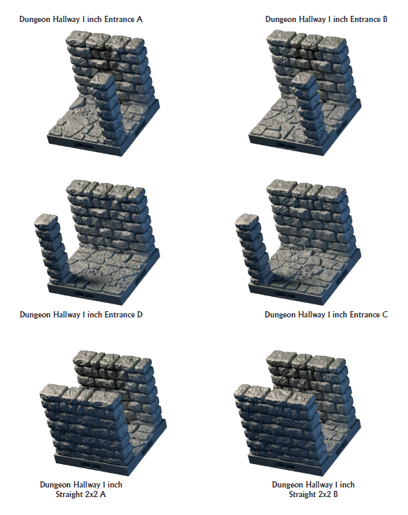 Dungeon Hallways - Lost Dungeons - DragonLock - DND - Pathfinder - RPG - Dungeon & Dragons - 28 mm/ 1" - Terrain - Fat Dragon Games