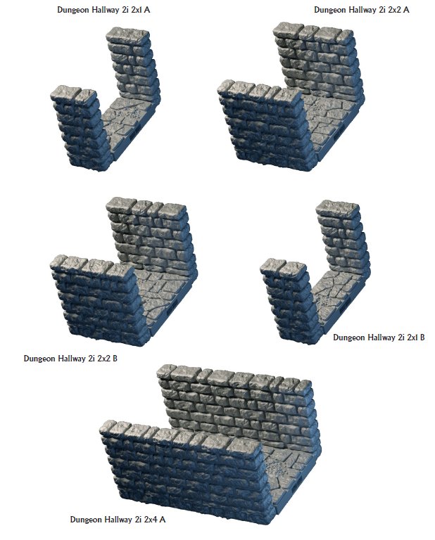 Dungeon Hallway Extra Variants - Lost Dungeons - DragonLock - DND - Pathfinder - RPG - Dungeon & Dragons - 28 mm/ 1" - Terrain - Fat Dragon Games