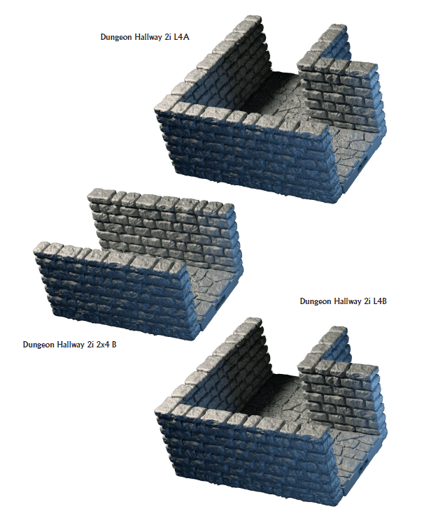 Dungeon Hallway Extra Variants - Lost Dungeons - DragonLock - DND - Pathfinder - RPG - Dungeon & Dragons - 28 mm/ 1" - Terrain - Fat Dragon Games